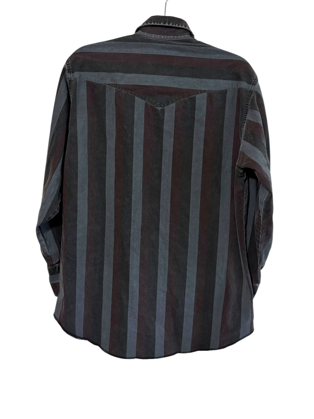 Vintage Wrangler Brushpopper Shirt Mens 15.5-33 Striped Western Rodeo Cowboy 90s - Picture 2 of 6